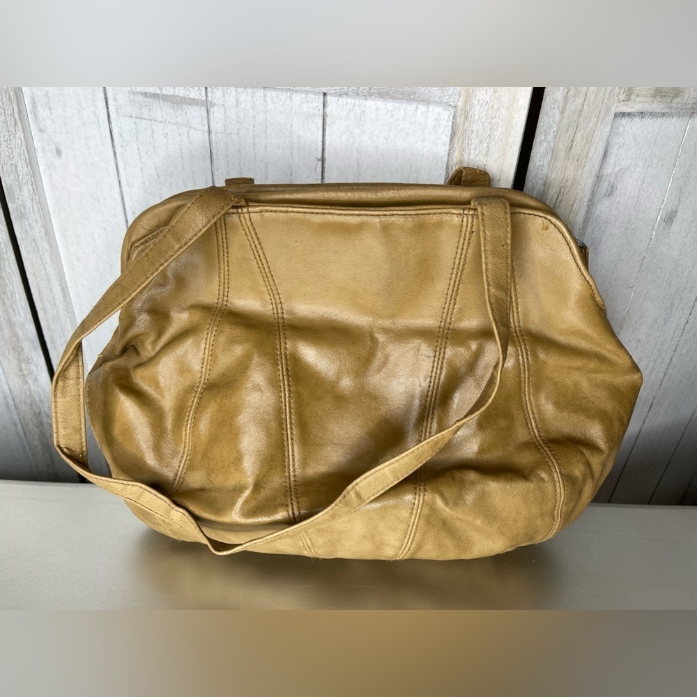 Vintage Valerie Barad Tan Purse Leather Handbag 80s Unique